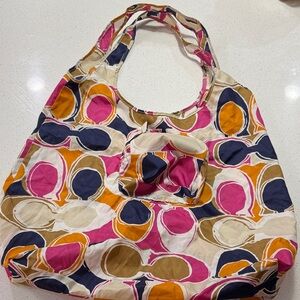 Coach C Print Folding Nylon Tote Bag Rare